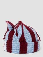 Striped Ears Beanie - Sky Burgundy Backside