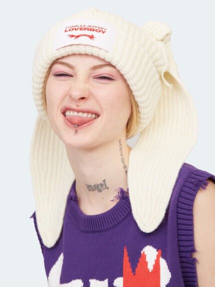 Chunky Rabbit Beanie Ecru Frontside