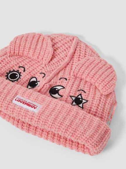 Childs Chunky Ears Beanie Pink Backside