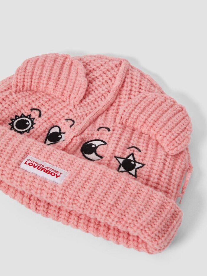 Childs Chunky Ears Beanie Pink Backside