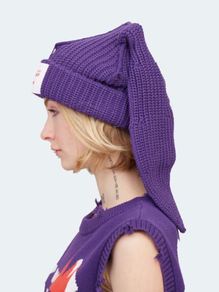 Chunky Rabbit Beanie Purple Backside
