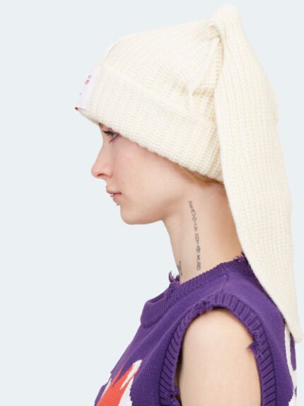 Chunky Rabbit Beanie Ecru Backside