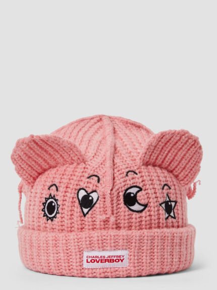 Childs Chunky Ears Beanie Pink Frontside