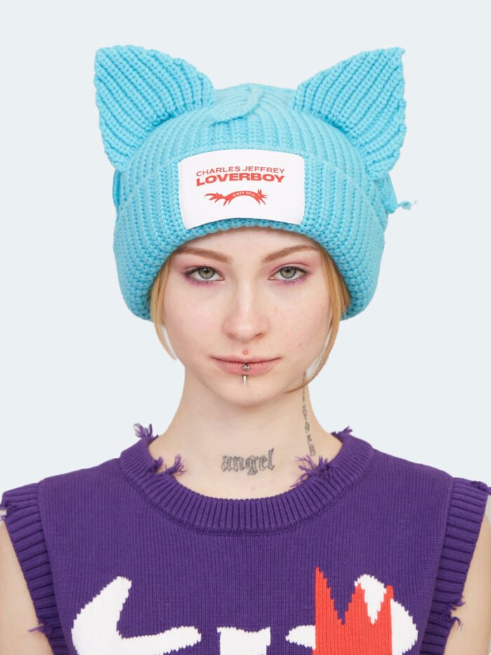 Chunky Ears Beanie Sky Blue Frontside