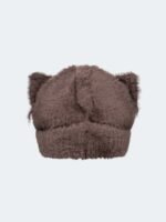 Fluffy Chunky Ears Beanie Brown Backside