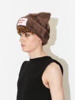 Fluffy Chunky Ears Beanie Brown Backside