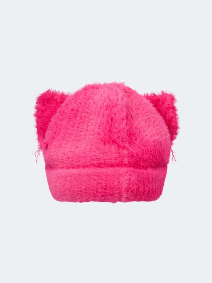 Fluffy Chunky Ears Beanie Pink Backside