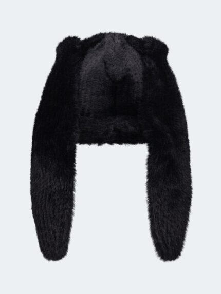Fluffy Chunky Rabbit Beanie backside