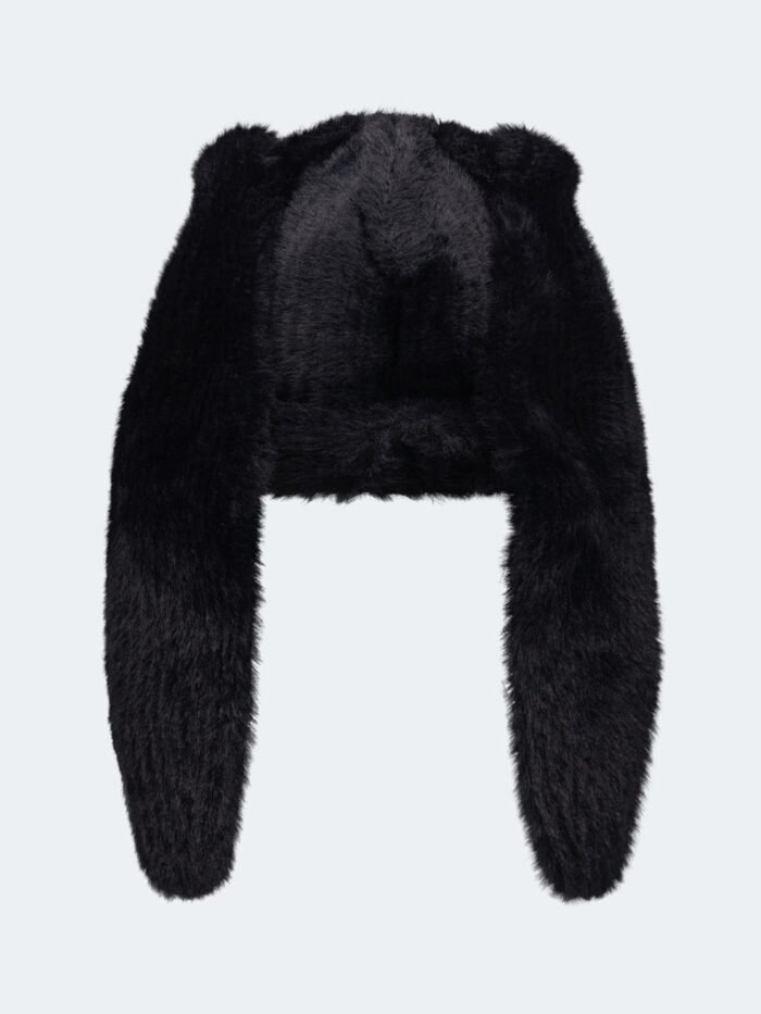 Fluffy Chunky Rabbit Beanie backside