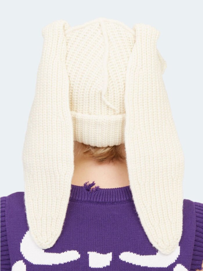 Chunky Rabbit Beanie Ecru Backside
